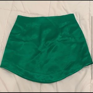 Zara Green Satin Mini Skirt